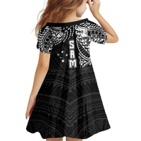 Samoa 685 Art Traditional Tattoo Pattern Kid Short Sleeve Dress Black Color LT03 - Polynesian Pride