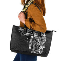 Samoa 685 Art Traditional Tattoo Pattern Leather Tote Bag Black Color LT03 Black - Polynesian Pride