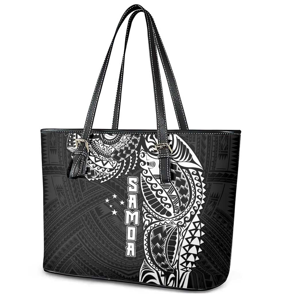 Samoa 685 Art Traditional Tattoo Pattern Leather Tote Bag Black Color LT03 - Polynesian Pride