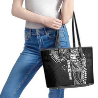Samoa 685 Art Traditional Tattoo Pattern Leather Tote Bag Black Color LT03 - Polynesian Pride