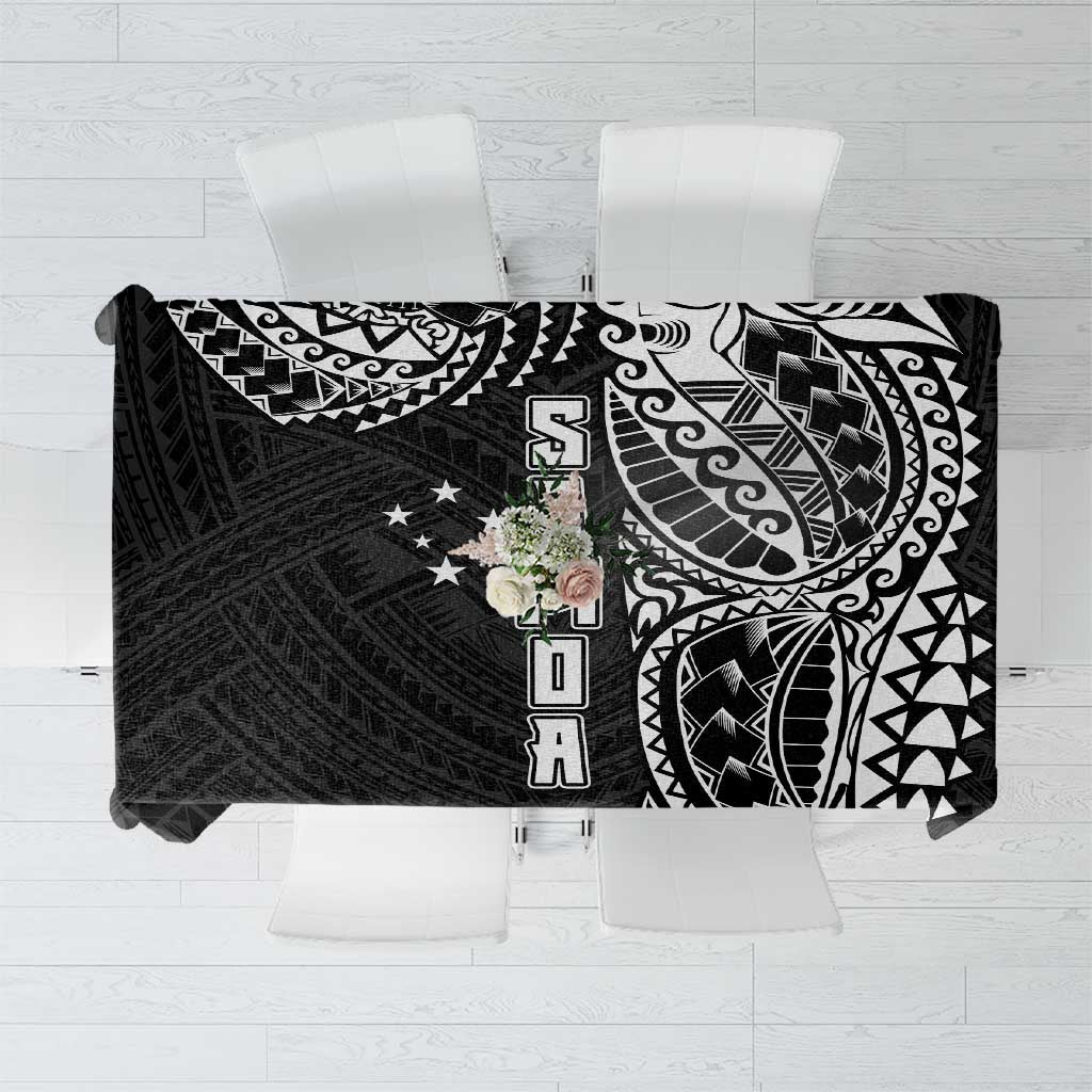 Samoa 685 Art Traditional Tattoo Pattern Tablecloth Black Color LT03 Black - Polynesian Pride