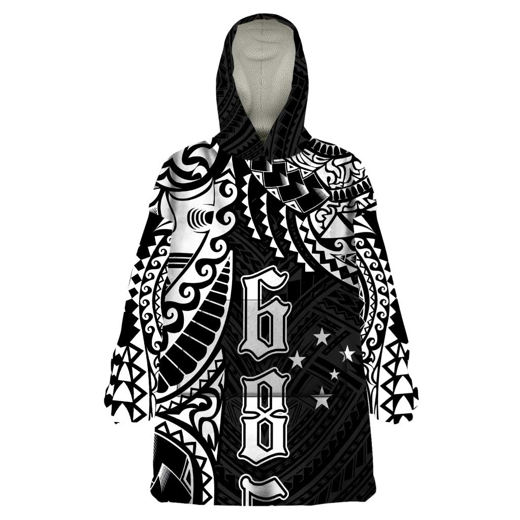 Samoa 685 Art Traditional Tattoo Pattern Wearable Blanket Hoodie Black Color LT03 One Size Black - Polynesian Pride