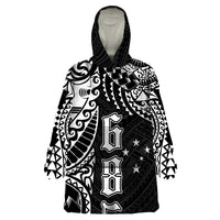 Samoa 685 Art Traditional Tattoo Pattern Wearable Blanket Hoodie Black Color LT03 One Size Black - Polynesian Pride