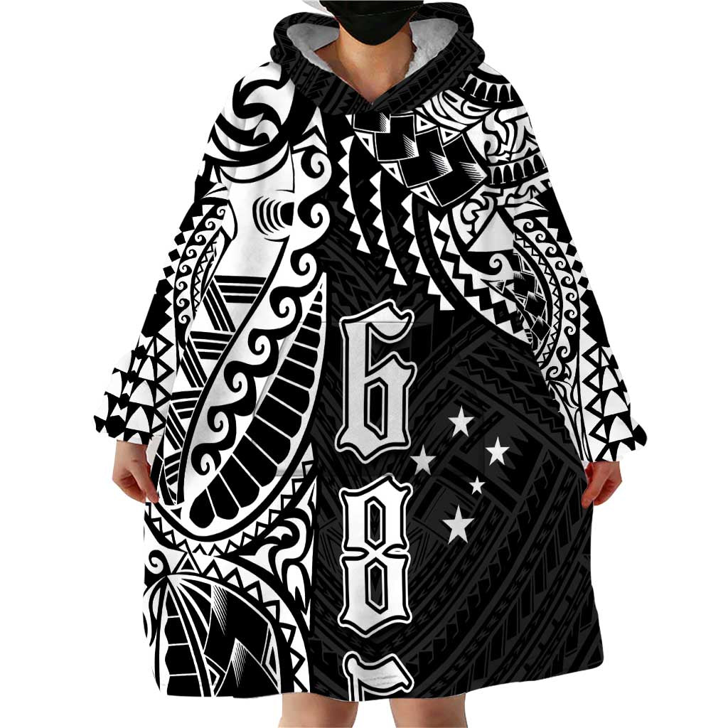 Samoa 685 Art Traditional Tattoo Pattern Wearable Blanket Hoodie Black Color LT03 - Polynesian Pride