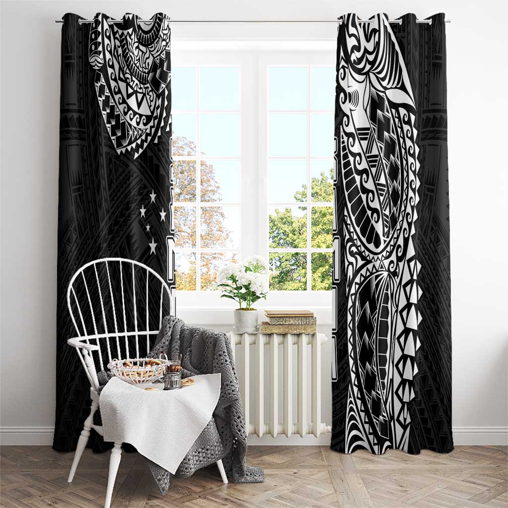 Samoa 685 Art Traditional Tattoo Pattern Window Curtain Black Color LT03 - Polynesian Pride