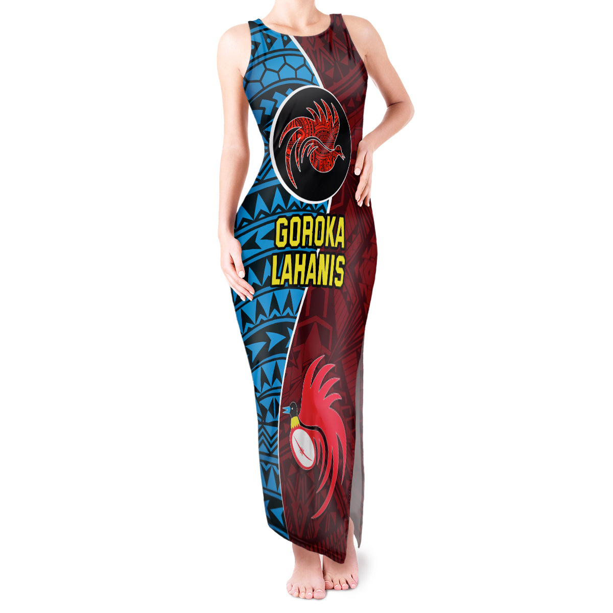 Bintangor Goroka Lahanis Rugby Tank Maxi Dress Papua New Guinea Polynesian Tattoo LT03 Women Red - Polynesian Pride