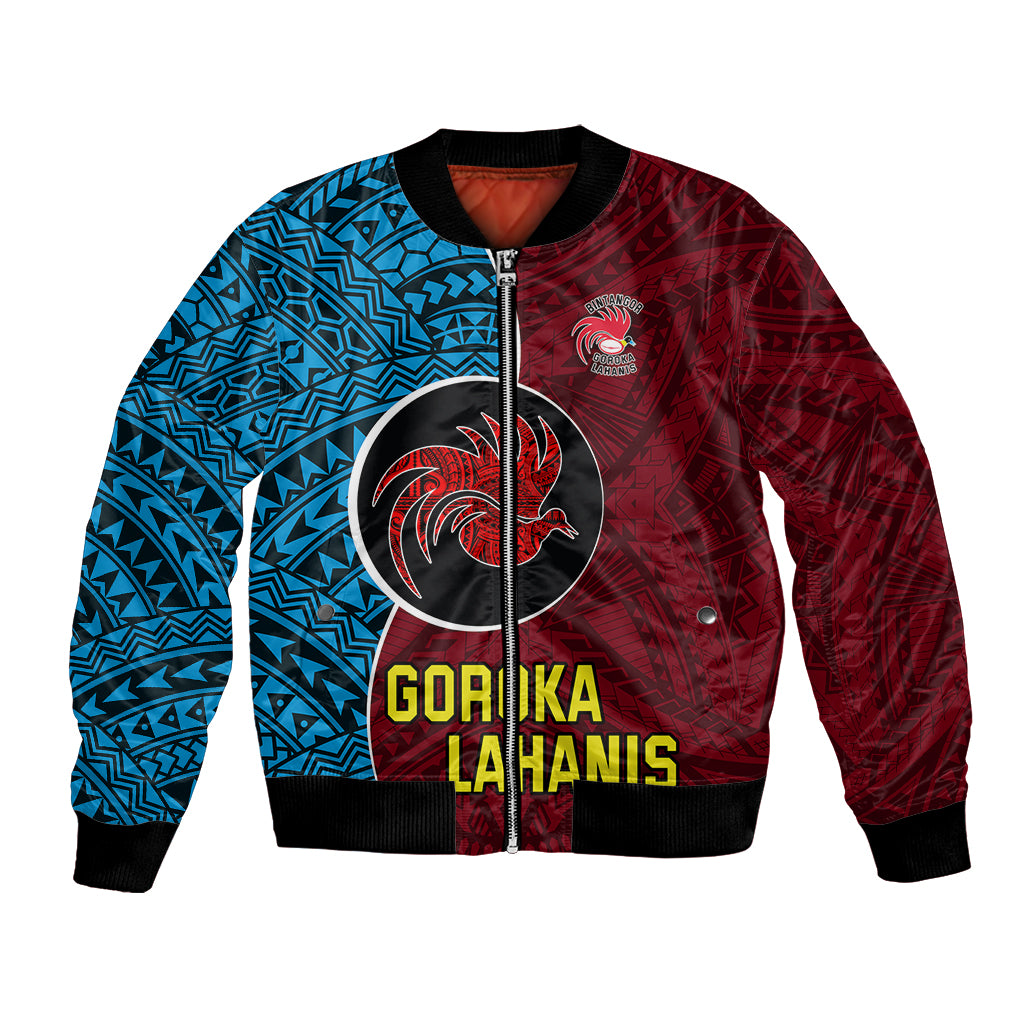 Custom Bintangor Goroka Lahanis Rugby Bomber Jacket Papua New Guinea Polynesian Tattoo LT03 Unisex Red - Polynesian Pride