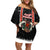 Vanuatu Christmas Off Shoulder Short Dress Polynesian Tribal Snow Style LT03 Women Black - Polynesian Pride