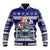 Samoa Christmas Baseball Jacket The Santa Coat of Arms with Samoa Bracelet Pattern LT03 Unisex Blue - Polynesian Pride