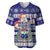 Samoa Christmas Baseball Jersey The Santa Coat of Arms with Samoa Bracelet Pattern LT03 Blue - Polynesian Pride