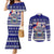 Samoa Christmas Couples Matching Mermaid Dress and Long Sleeve Button Shirts The Santa Coat of Arms with Samoa Bracelet Pattern LT03 Blue - Polynesian Pride