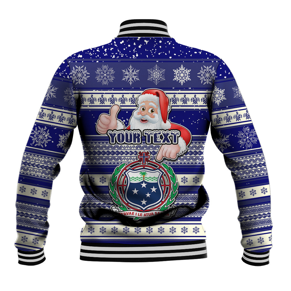 Custom Samoa Christmas Baseball Jacket The Santa Coat of Arms with Samoa Bracelet Pattern LT03 - Polynesian Pride