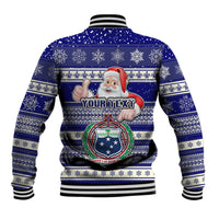 Custom Samoa Christmas Baseball Jacket The Santa Coat of Arms with Samoa Bracelet Pattern LT03 - Polynesian Pride