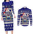 Custom Samoa Christmas Couples Matching Long Sleeve Bodycon Dress and Long Sleeve Button Shirts The Santa Coat of Arms with Samoa Bracelet Pattern LT03 Blue - Polynesian Pride