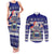 Custom Samoa Christmas Couples Matching Tank Maxi Dress and Long Sleeve Button Shirts The Santa Coat of Arms with Samoa Bracelet Pattern LT03 Blue - Polynesian Pride