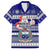 Custom Samoa Christmas Hawaiian Shirt The Santa Coat of Arms with Samoa Bracelet Pattern LT03 Blue - Polynesian Pride