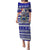 Custom Samoa Christmas Puletasi The Santa Coat of Arms with Samoa Bracelet Pattern LT03 Long Dress Blue - Polynesian Pride