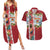 New Zealand Merry Christmas Couples Matching Summer Maxi Dress and Hawaiian Shirt Maori Animals, Koru Tattoo - Red Xmas Style