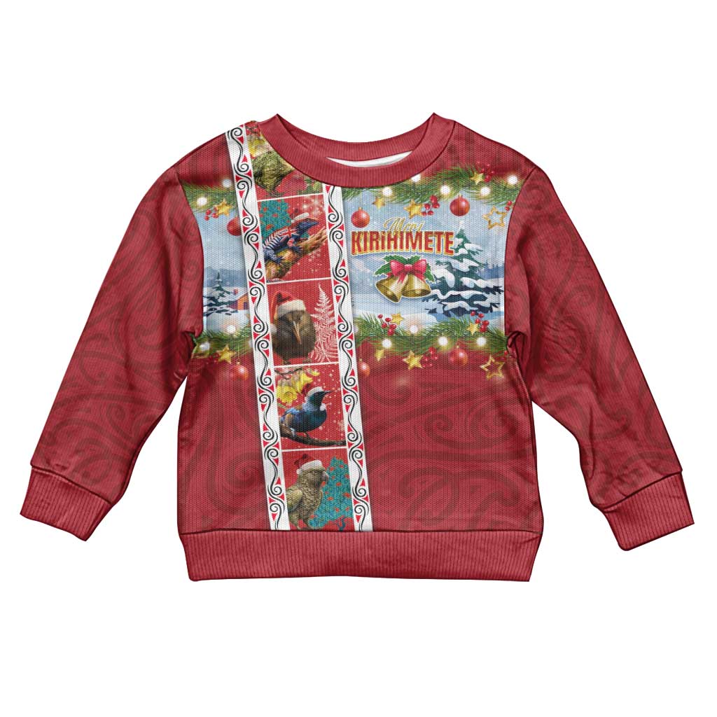 New Zealand Merry Christmas Kid Ugly Christmas Sweater Maori Animals, Koru Tattoo - Red Xmas Style LT03 Kid Red - Polynesian Pride