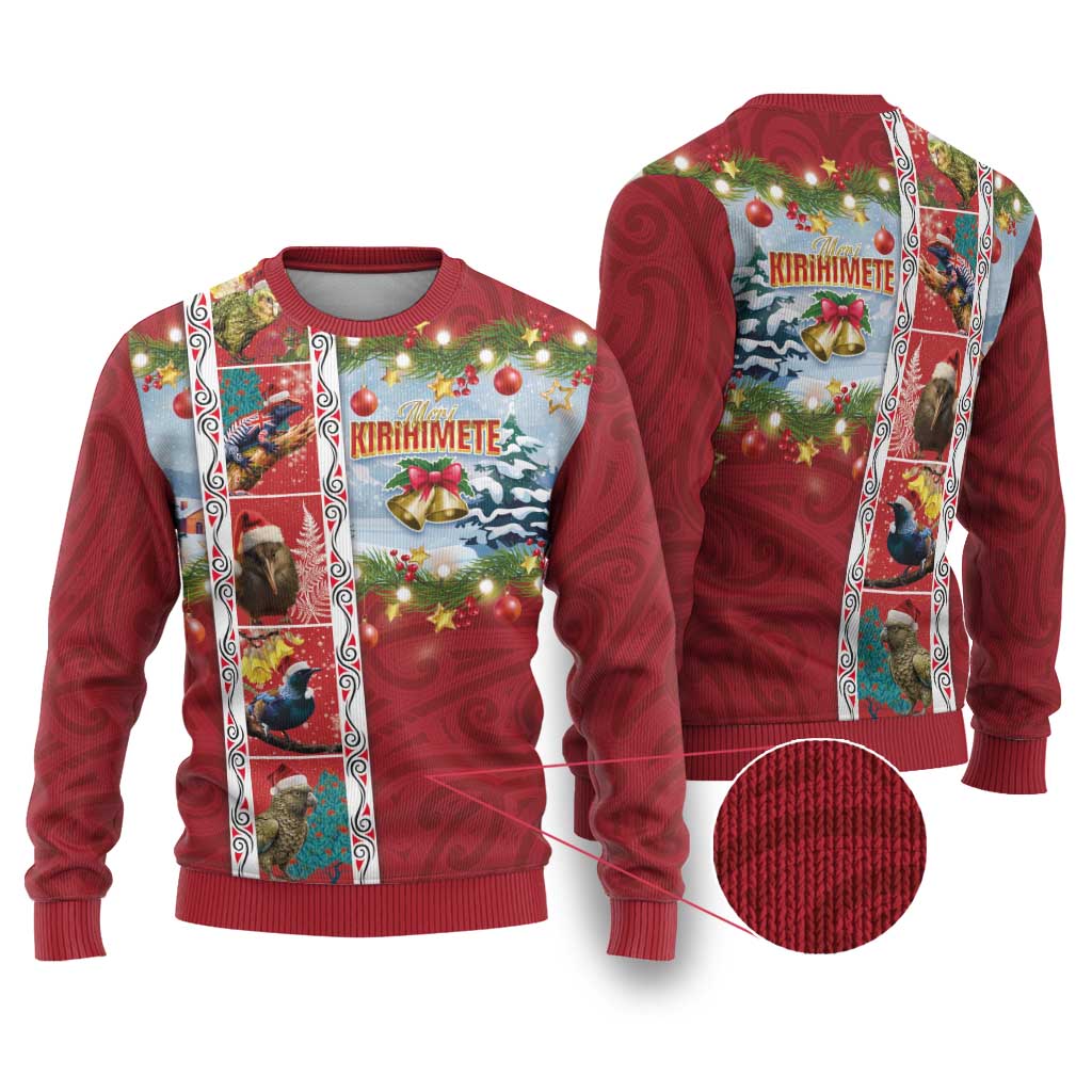 New Zealand Merry Christmas Ugly Christmas Sweater Maori Animals, Koru Tattoo - Red Xmas Style LT03 Red - Polynesian Pride