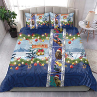 New Zealand Merry Christmas Bedding Set Maori Animals, Koru Tattoo - Blue Xmas Style LT03 - Polynesian Pride