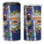 New Zealand Merry Christmas 4 in 1 Can Cooler Tumbler Maori Animals Xmas Style and Koru Tattoo Blue Color