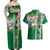 New Zealand Merry Christmas Couples Matching Off Shoulder Maxi Dress and Hawaiian Shirt Maori Animals, Koru Tattoo - Green Xmas Style