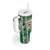 New Zealand Merry Christmas Tumbler With Handle Maori Animals Xmas Style and Koru Tattoo Green Color