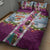 New Zealand Merry Christmas Quilt Bed Set Maori Animals, Koru Tattoo - Pink Xmas Style