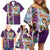 New Zealand Merry Christmas Family Matching Off Shoulder Short Dress and Hawaiian Shirt Maori Animals, Koru Tattoo - Purple Xmas Style