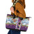 New Zealand Merry Christmas Leather Tote Bag Maori Animals, Koru Tattoo - Purple Xmas Style