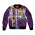 New Zealand Merry Christmas Sleeve Zip Bomber Jacket Maori Animals, Koru Tattoo - Purple Xmas Style