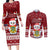 Tuvalu Christmas Couples Matching Long Sleeve Bodycon Dress and Long Sleeve Button Shirt Snowman and Tuvalu Coat of Arms Maori Tribal Xmas Style LT03 Red - Polynesian Pride