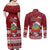 Tuvalu Christmas Couples Matching Off Shoulder Maxi Dress and Long Sleeve Button Shirt Snowman and Tuvalu Coat of Arms Maori Tribal Xmas Style LT03 - Polynesian Pride