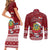 Tuvalu Christmas Couples Matching Short Sleeve Bodycon Dress and Long Sleeve Button Shirt Snowman and Tuvalu Coat of Arms Maori Tribal Xmas Style LT03 - Polynesian Pride