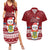 Tuvalu Christmas Couples Matching Summer Maxi Dress and Hawaiian Shirt Snowman and Tuvalu Coat of Arms Maori Tribal Xmas Style LT03 Red - Polynesian Pride