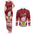 Tuvalu Christmas Couples Matching Tank Maxi Dress and Long Sleeve Button Shirt Snowman and Tuvalu Coat of Arms Maori Tribal Xmas Style LT03 Red - Polynesian Pride