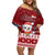 Tuvalu Christmas Family Matching Off Shoulder Short Dress and Hawaiian Shirt Snowman and Tuvalu Coat of Arms Maori Tribal Xmas Style LT03 Mom's Dress Red - Polynesian Pride