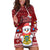 Tuvalu Christmas Hoodie Dress Snowman and Tuvalu Coat of Arms Maori Tribal Xmas Style LT03 Red - Polynesian Pride