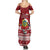 Tuvalu Christmas Summer Maxi Dress Snowman and Tuvalu Coat of Arms Maori Tribal Xmas Style LT03 - Polynesian Pride