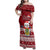 Personalised Tuvalu Christmas Family Matching Off Shoulder Maxi Dress and Hawaiian Shirt Snowman and Tuvalu Coat of Arms Maori Tribal Xmas Style LT03 Mom's Dress Red - Polynesian Pride