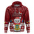 Personalised Tuvalu Christmas Hoodie Snowman and Tuvalu Coat of Arms Maori Tribal Xmas Style LT03 Red - Polynesian Pride