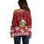 Personalised Tuvalu Christmas Off Shoulder Sweater Snowman and Tuvalu Coat of Arms Maori Tribal Xmas Style LT03 - Polynesian Pride