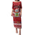 Personalised Tuvalu Christmas Puletasi Snowman and Tuvalu Coat of Arms Maori Tribal Xmas Style LT03 Long Dress Red - Polynesian Pride