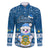 Tuvalu Christmas Family Matching Long Sleeve Bodycon Dress and Hawaiian Shirt Snowman Hugs Tuvalu Coat of Arms Maori Pattern Blue Style LT03 Dad's Shirt - Long Sleeve Blue - Polynesian Pride