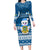 Tuvalu Christmas Family Matching Long Sleeve Bodycon Dress and Hawaiian Shirt Snowman Hugs Tuvalu Coat of Arms Maori Pattern Blue Style LT03 Mom's Dress Blue - Polynesian Pride