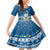 Tuvalu Christmas Family Matching Mermaid Dress and Hawaiian Shirt Snowman Hugs Tuvalu Coat of Arms Maori Pattern Blue Style LT03 Daughter's Dress Blue - Polynesian Pride