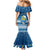 Tuvalu Christmas Family Matching Mermaid Dress and Hawaiian Shirt Snowman Hugs Tuvalu Coat of Arms Maori Pattern Blue Style LT03 - Polynesian Pride