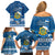 Tuvalu Christmas Family Matching Off Shoulder Short Dress and Hawaiian Shirt Snowman Hugs Tuvalu Coat of Arms Maori Pattern Blue Style LT03 - Polynesian Pride