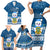 Tuvalu Christmas Family Matching Short Sleeve Bodycon Dress and Hawaiian Shirt Snowman Hugs Tuvalu Coat of Arms Maori Pattern Blue Style LT03 - Polynesian Pride